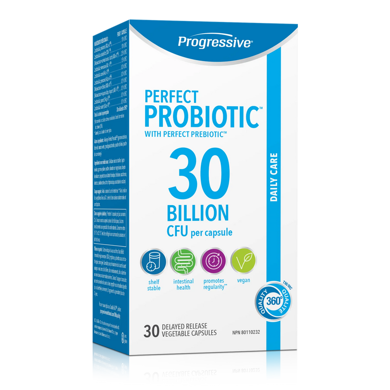 the front of a box of perfect probioticc 30 billion