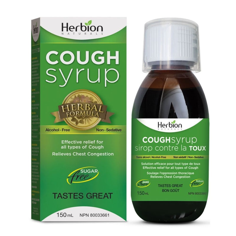 a bottle of cough syrup next to a box of cough syrup