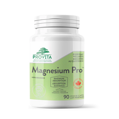 Provita Magnesium Complex bottle showcasing the label with details about its benefits, including high bio-availability and four forms of magnesium.