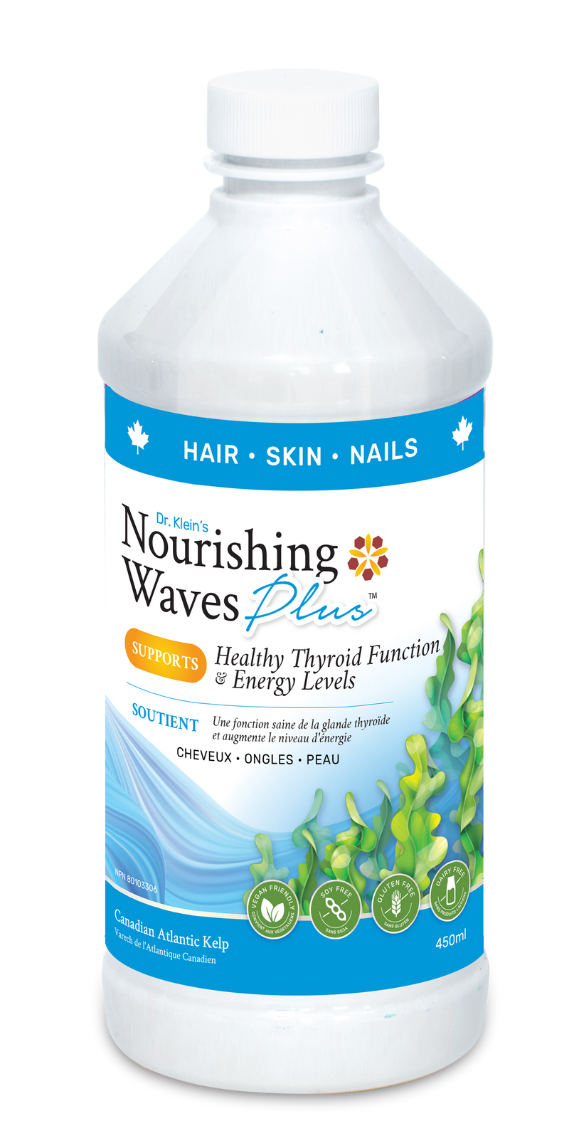 a bottle of nourishing waves plus