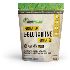 a bag of organic glutamine powder