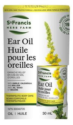 a can of ear oil with yellow flowers