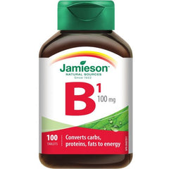 a bottle of vitamin b tablets on a white background