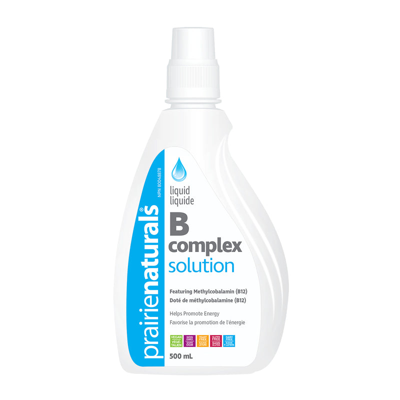 a bottle of b complex solution on a white background