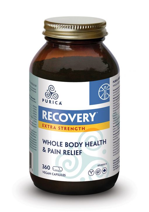 a bottle of recovery extra strength whole body health and pain relief