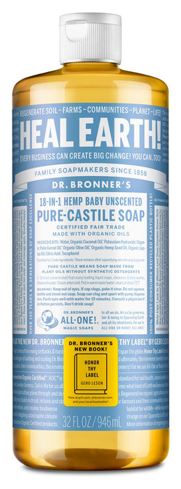 Dr. Bronner's 18-In-1 Pure-Castile Soap Baby Unscented
