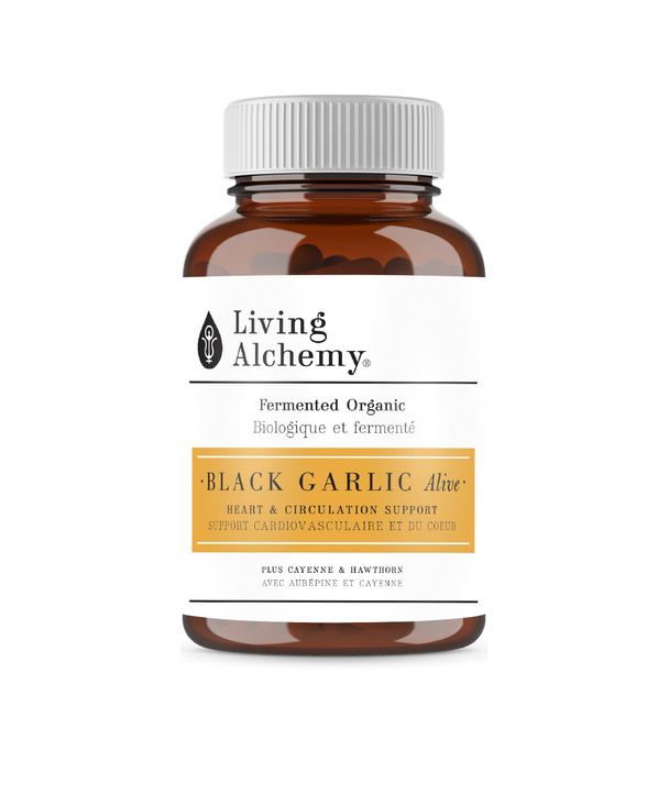 a bottle of living alchemy black garlic