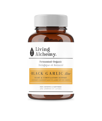 a bottle of living alchemy black garlic