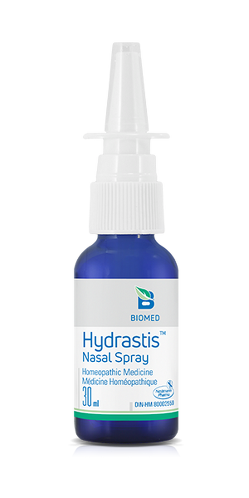 a bottle of hyddratists nasal spray on a black background