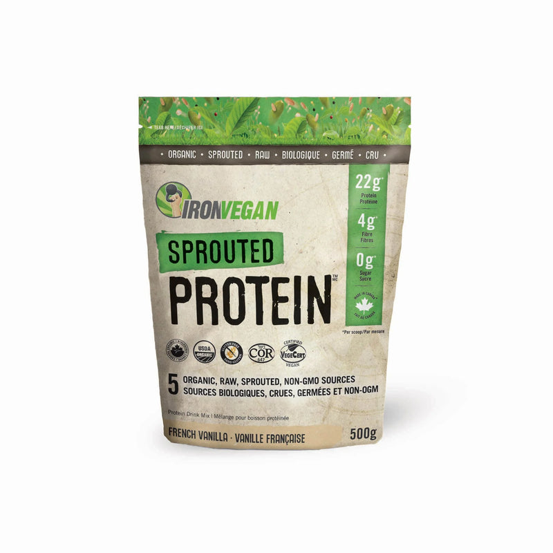 a bag of iron vegan sprouted protein