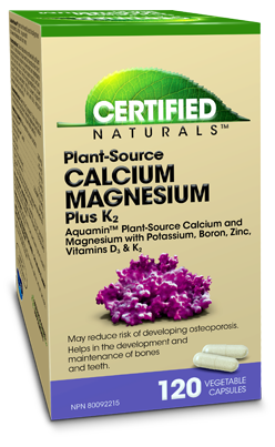 Certified Naturals Plant-Source Calcium Magnesium Plus K2 Capsules
