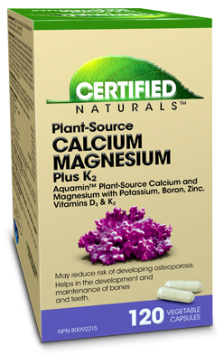 a bottle of certified plant - source calcium magneum plus k2