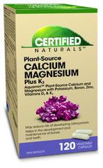 a bottle of certified plant - source calcium magneum plus k2