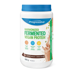 a bottle of fermented vegan protein on a white background