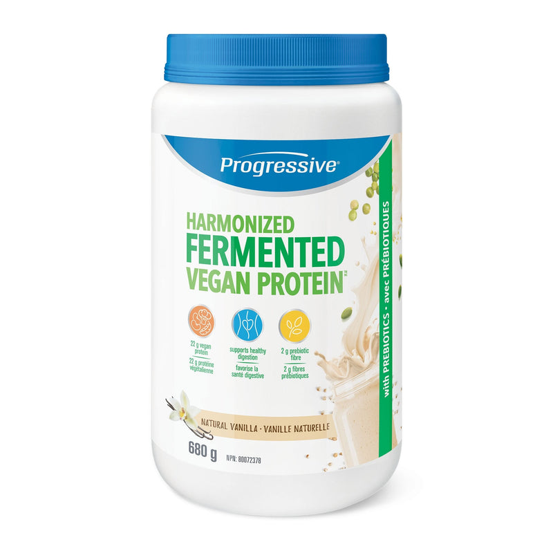 a bottle of fermented vegan protein on a white background